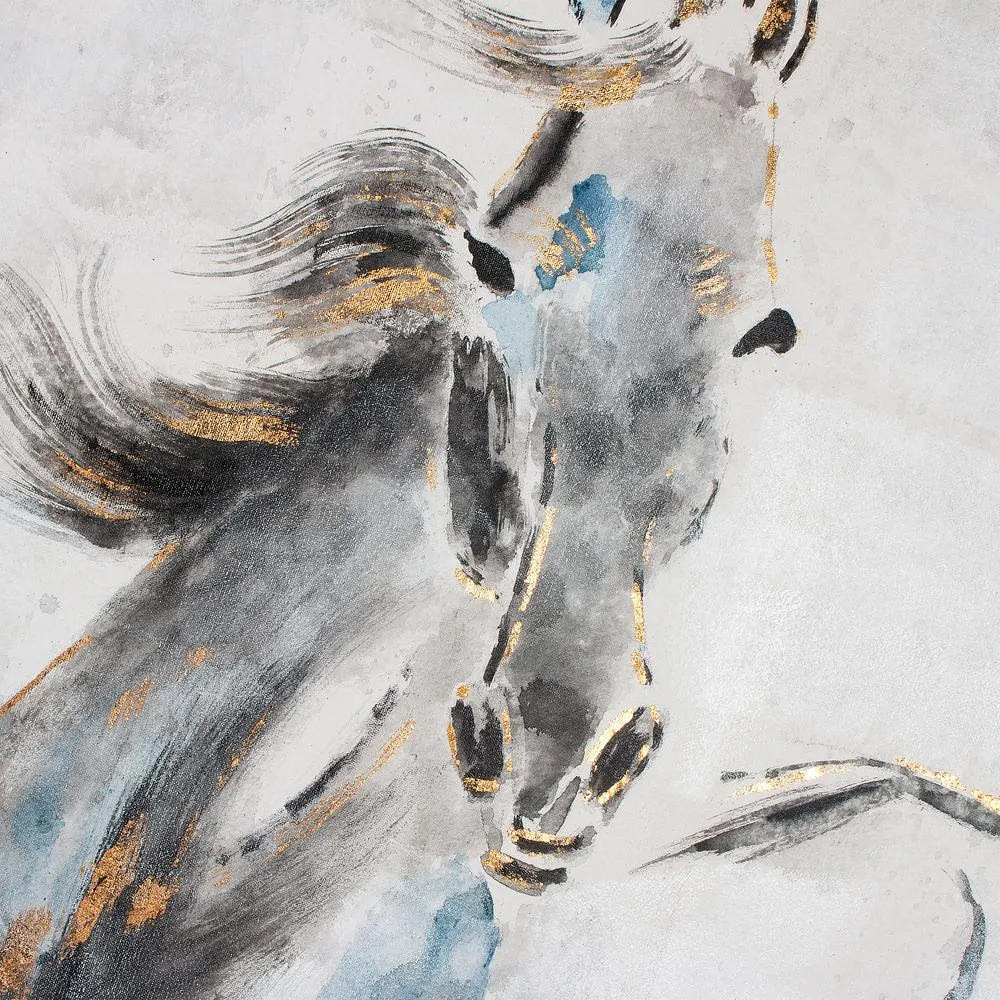 Contemporary Prancing Stallion Hand Painted Canvas