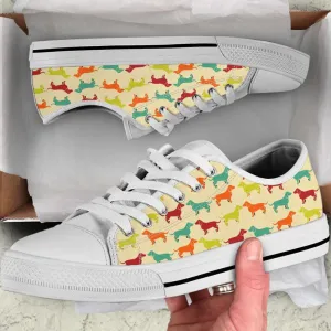 Dachshund Dog Seamless Silhouettes Pattern Low Top Shoes, Dog Printed Shoes, Canvas Shoes For Men, Women