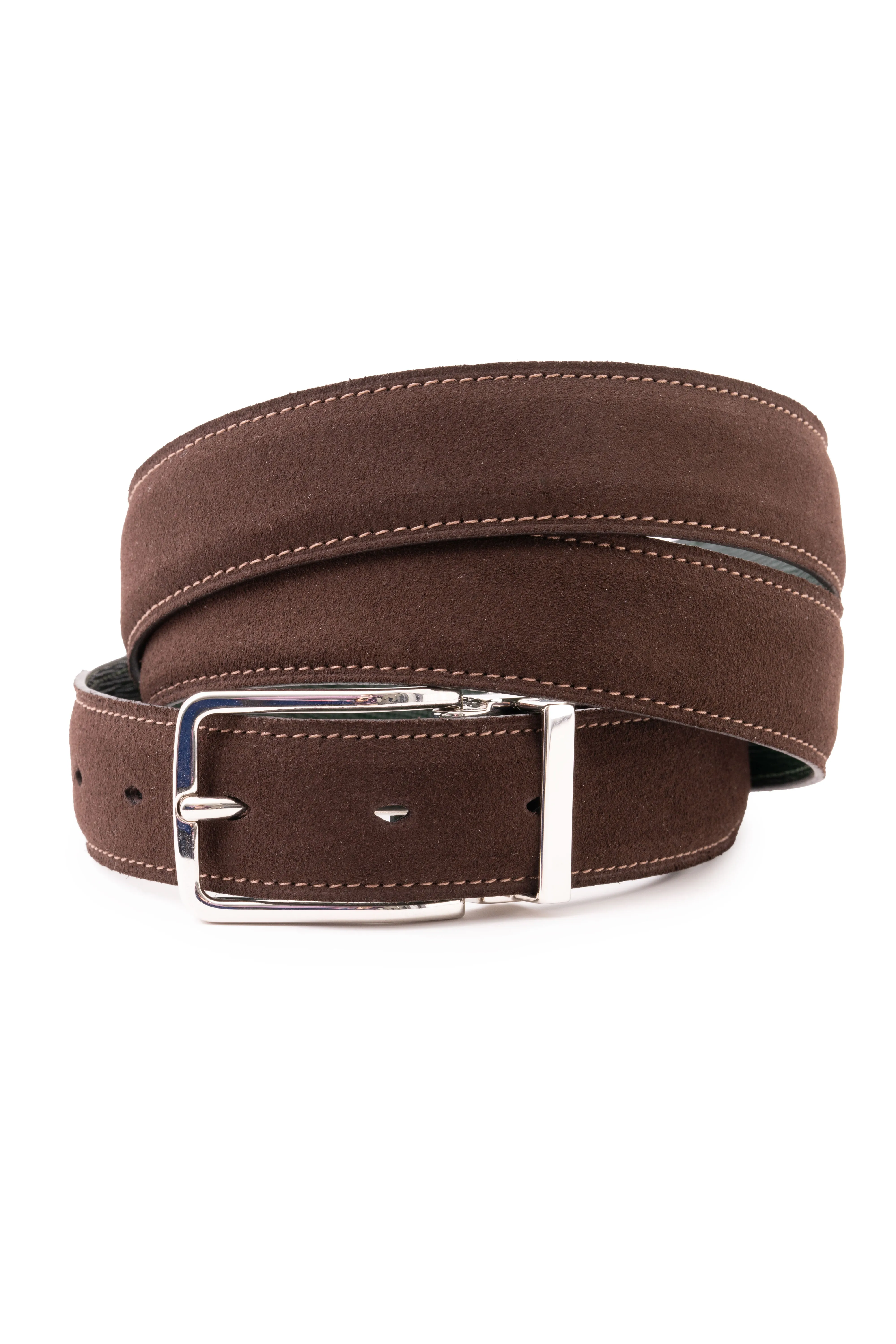 Dark Chocolate Brown Suede Calf Leather Belt