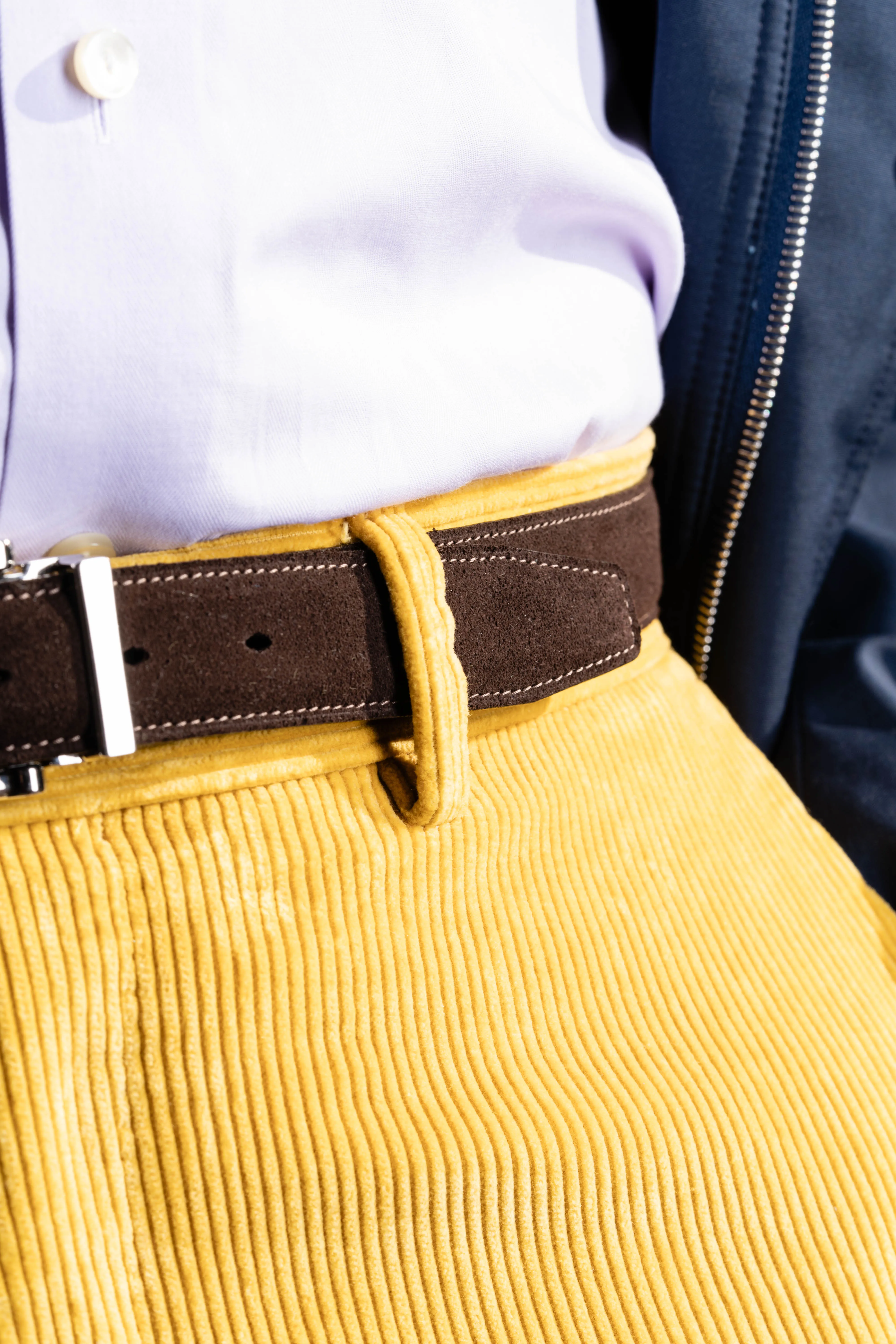 Dark Chocolate Brown Suede Calf Leather Belt