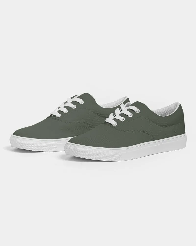 Dark Warm Green Men's Canvas Sneakers | Men's | Dark Pale Pastel Warm Green | C15M0Y30K80