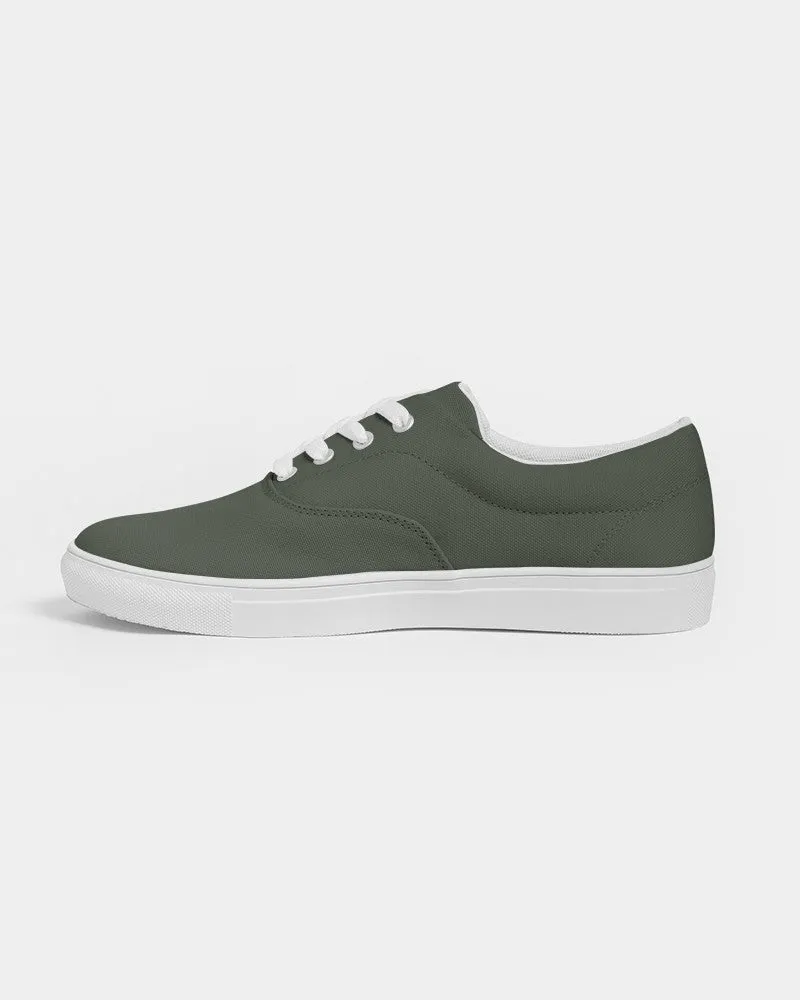 Dark Warm Green Men's Canvas Sneakers | Men's | Dark Pale Pastel Warm Green | C15M0Y30K80