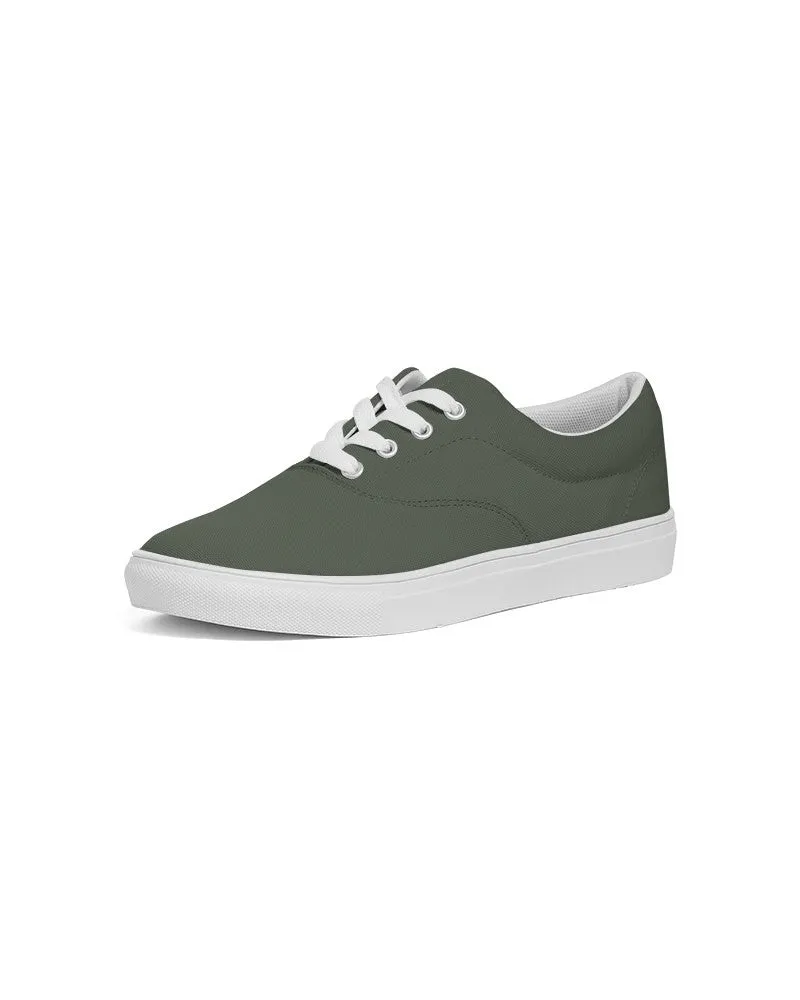 Dark Warm Green Men's Canvas Sneakers | Men's | Dark Pale Pastel Warm Green | C15M0Y30K80