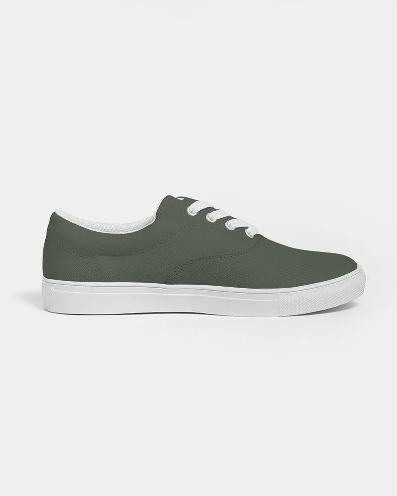 Dark Warm Green Men's Canvas Sneakers | Men's | Dark Pale Pastel Warm Green | C15M0Y30K80