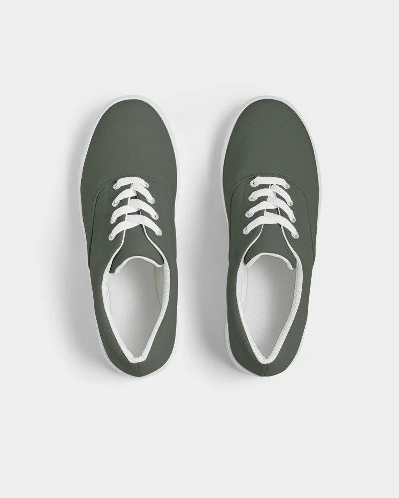 Dark Warm Green Men's Canvas Sneakers | Men's | Dark Pale Pastel Warm Green | C15M0Y30K80