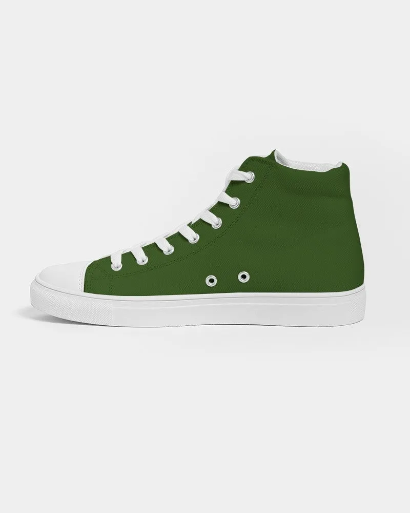 Dark Warm Green Men's High-top Canvas Sneakers | Men's | Dark Pure Warm Green | C50M0Y100K80