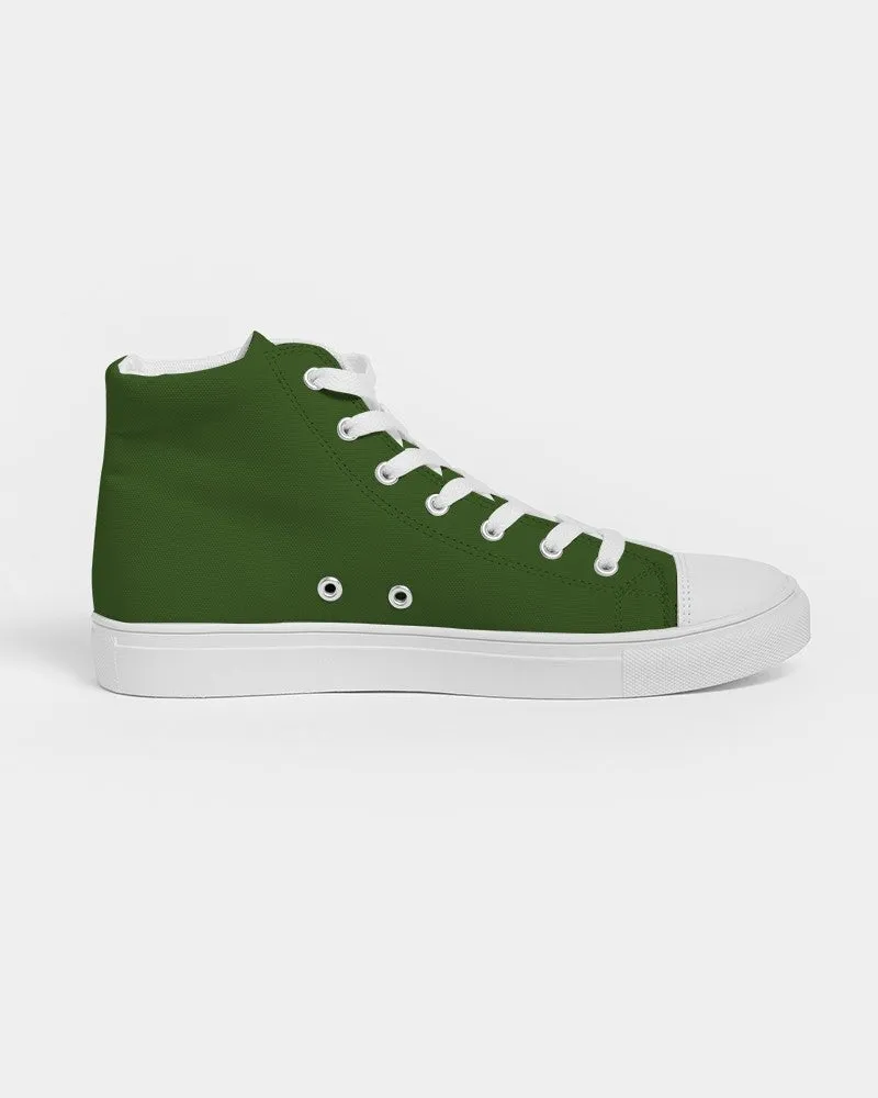 Dark Warm Green Men's High-top Canvas Sneakers | Men's | Dark Pure Warm Green | C50M0Y100K80