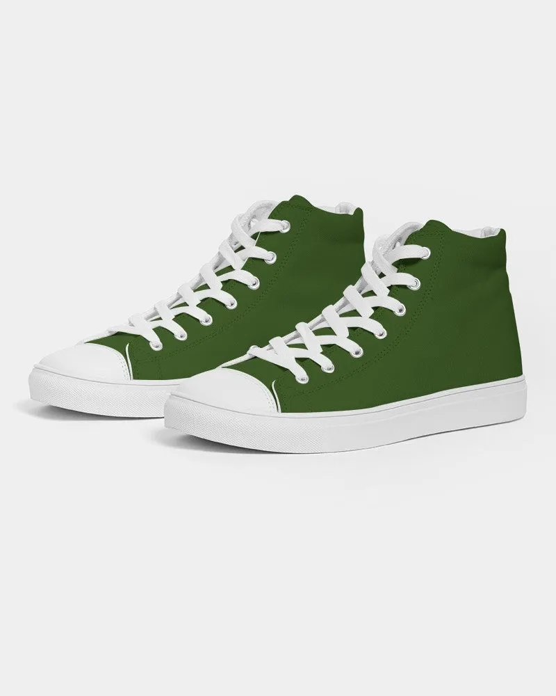 Dark Warm Green Men's High-top Canvas Sneakers | Men's | Dark Pure Warm Green | C50M0Y100K80