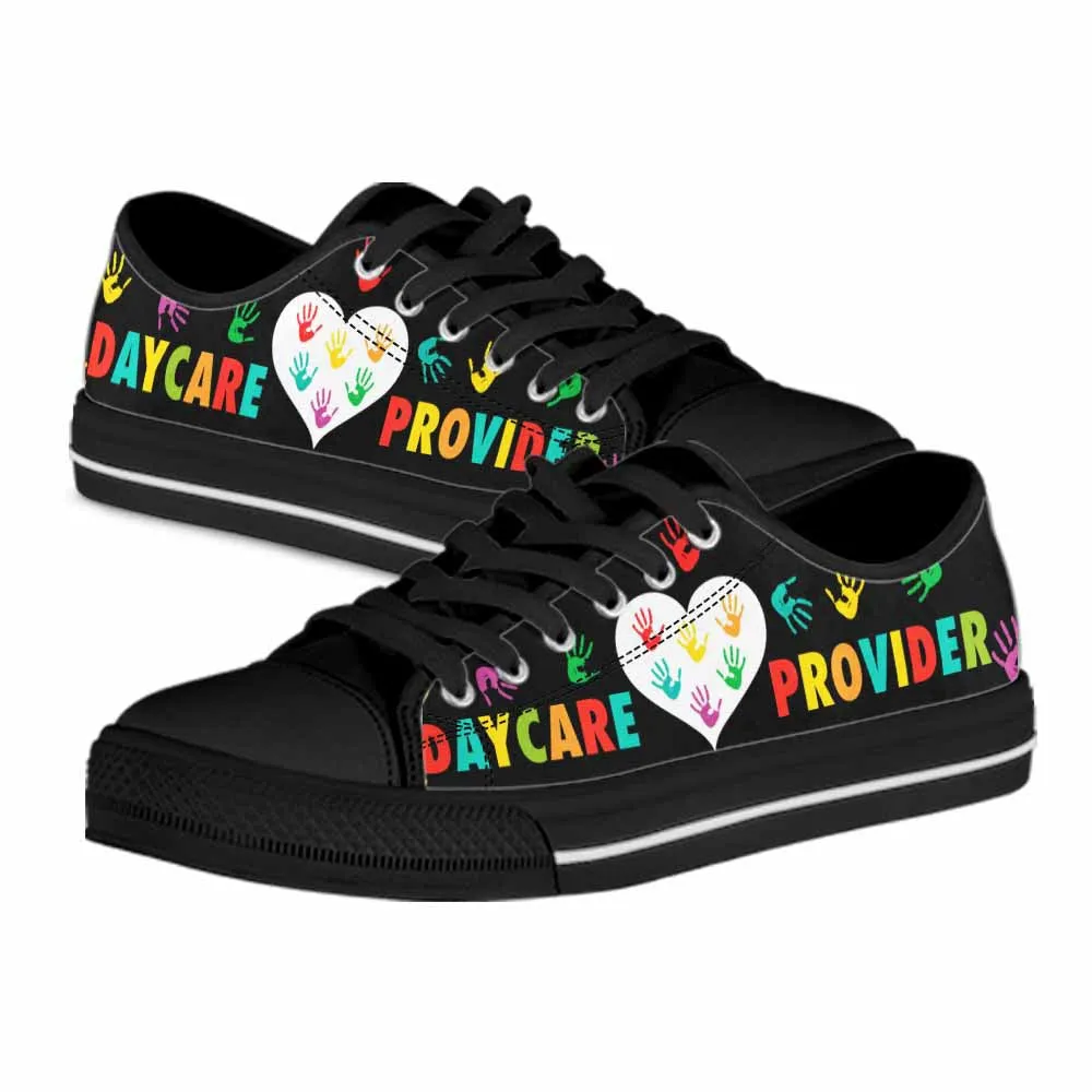 Daycare Teacher Colorful Hands White Heart Low Top Shoes, Teacher Shoes, Low Top Sneakers