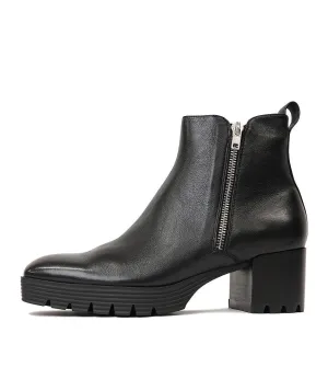 Dinis Black Leather Ankle Boots