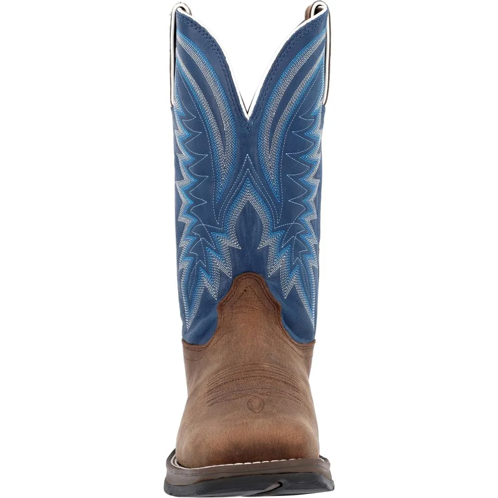 'Durango' Men's 12" Rebel Western Square Toe - Saddle Brown / Denim Blue