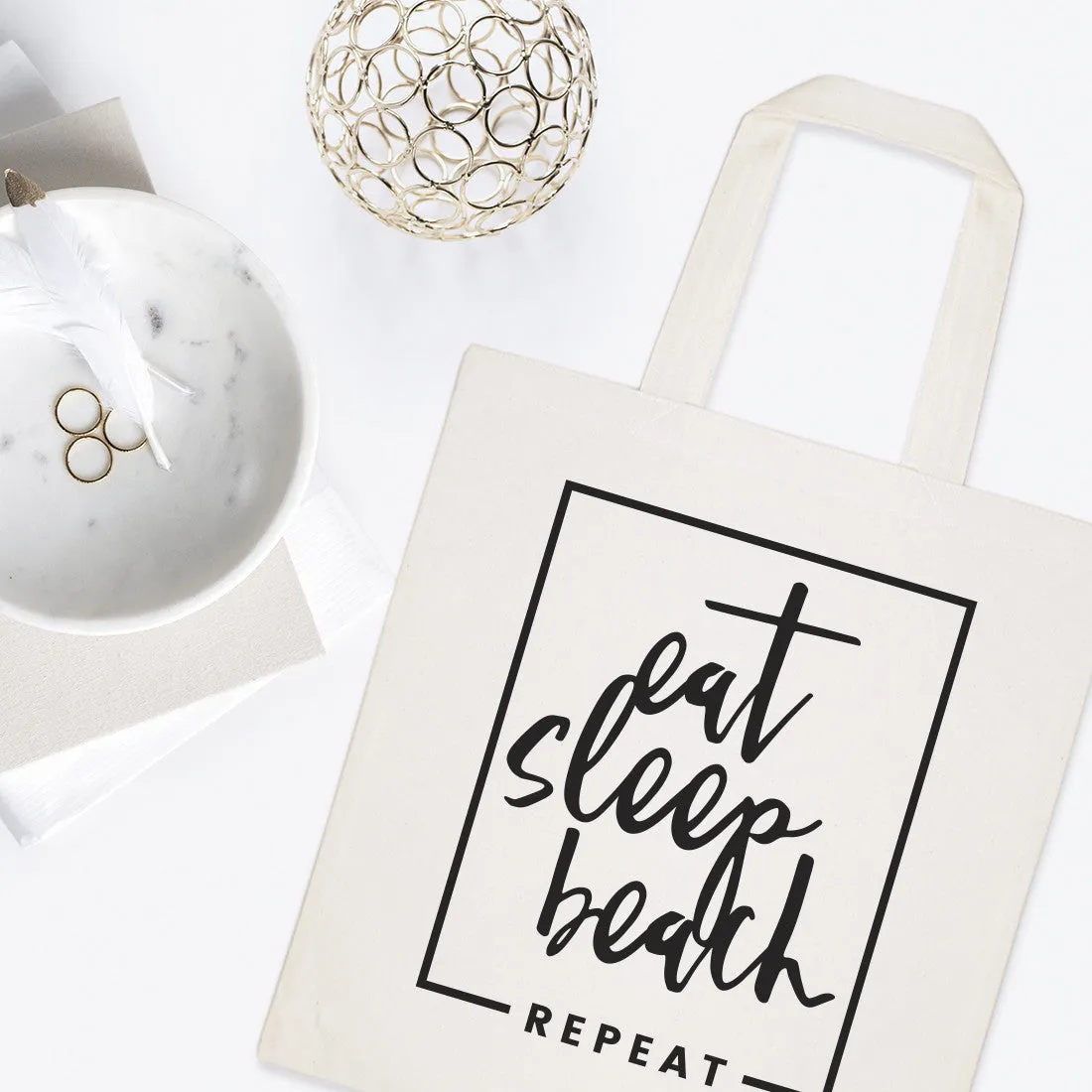 Eat, Sleep, Beach, Repeat Cotton Canvas Tote Bag by The Cotton & Canvas Co.