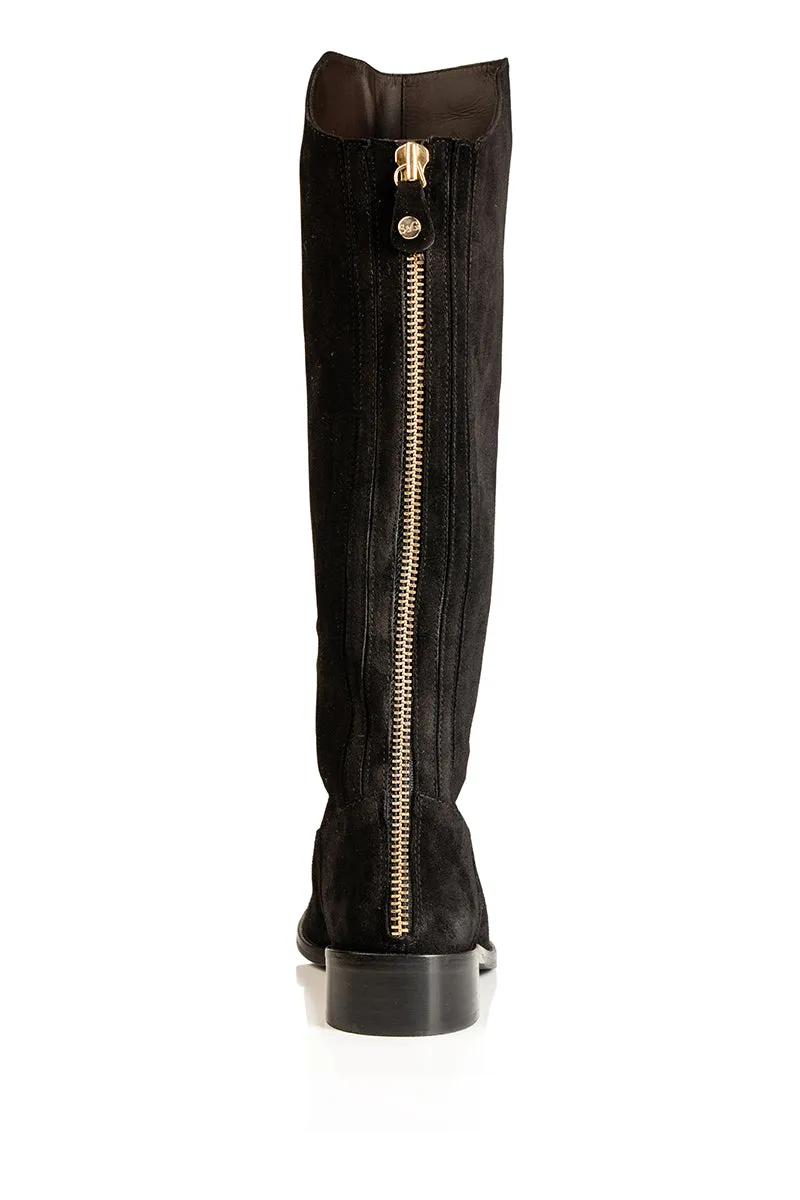 Eddie - Extra-Wide Fit Knee High Boots - Black Nubuck Suede