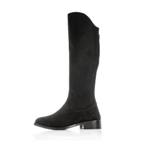 Eddie - Extra-Wide Fit Knee High Boots - Black Nubuck Suede