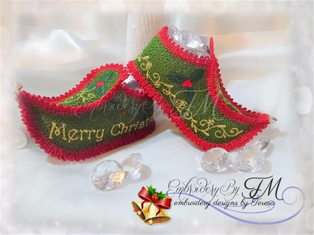 Elf booties FSL decorations/ 5x7 hoop/ three variations