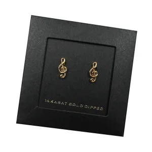 Empire Cove 14K Gold Sterling Silver Dipped Jewelry Musical Note Stud Earrings