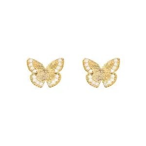 Empire Cove 14K Gold Sterling Silver Dipped Stud Earrings Jewelry Butterfly Cubic Zirconia