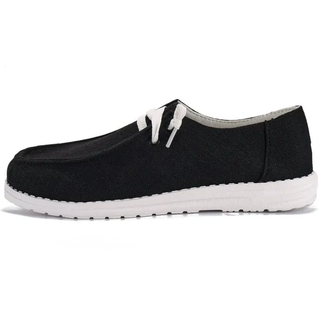 Fashion Women's Black Shoes With White Lace