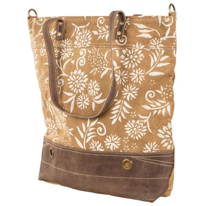 Floral Pattern Tan Tote