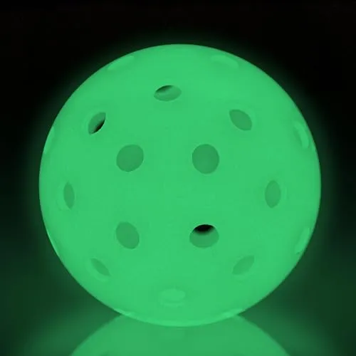 Franklin Sports Glow in The Dark Outdoor Pickleballs - Light Up Pickleball Balls for Nighttime Pickleball - Glow in The Dark Green Pickleball Balls - Charge in Indoor Light   Sunlight - 3 Pack