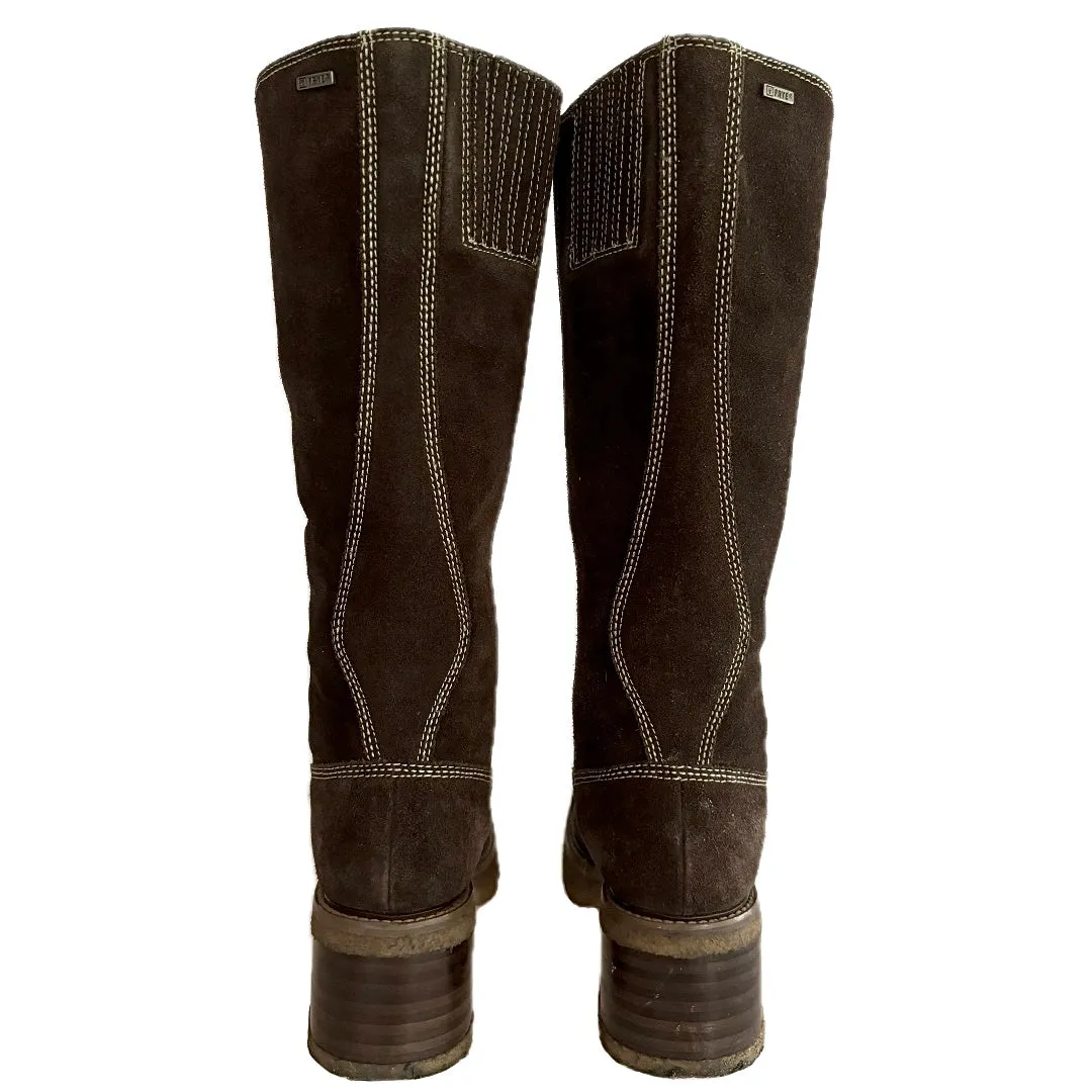 FRYE Vintage Rebel Y2K Platform Square Toe Brown Tall Knee High Boots