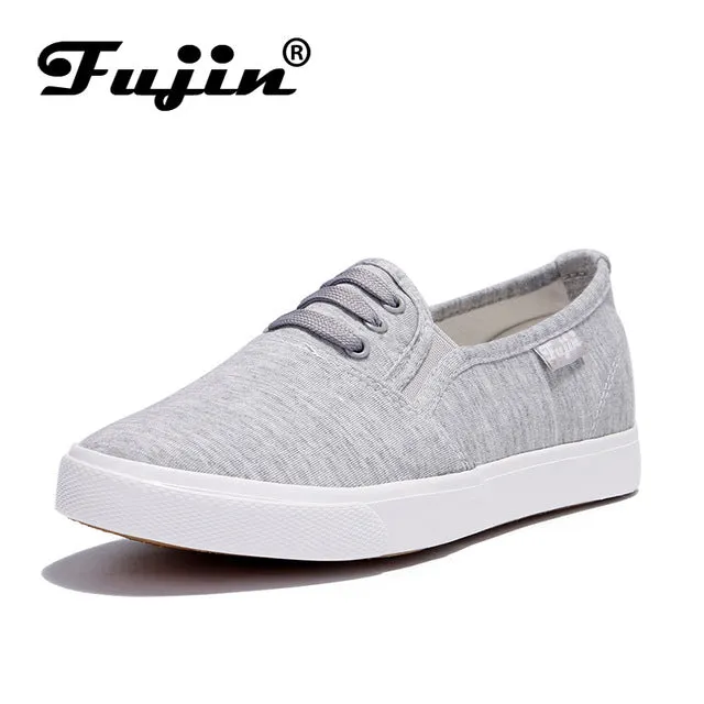 Fujin large Size 36-41 fall autumn 2017 Women Fashion Slip On Woman Flat Casual Shoe Canvas Leisure espadrilles student shoes