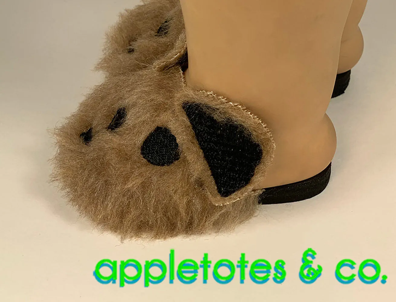 Fuzzy Animal Slippers ITH Embroidery Pattern for 18 Inch Dolls