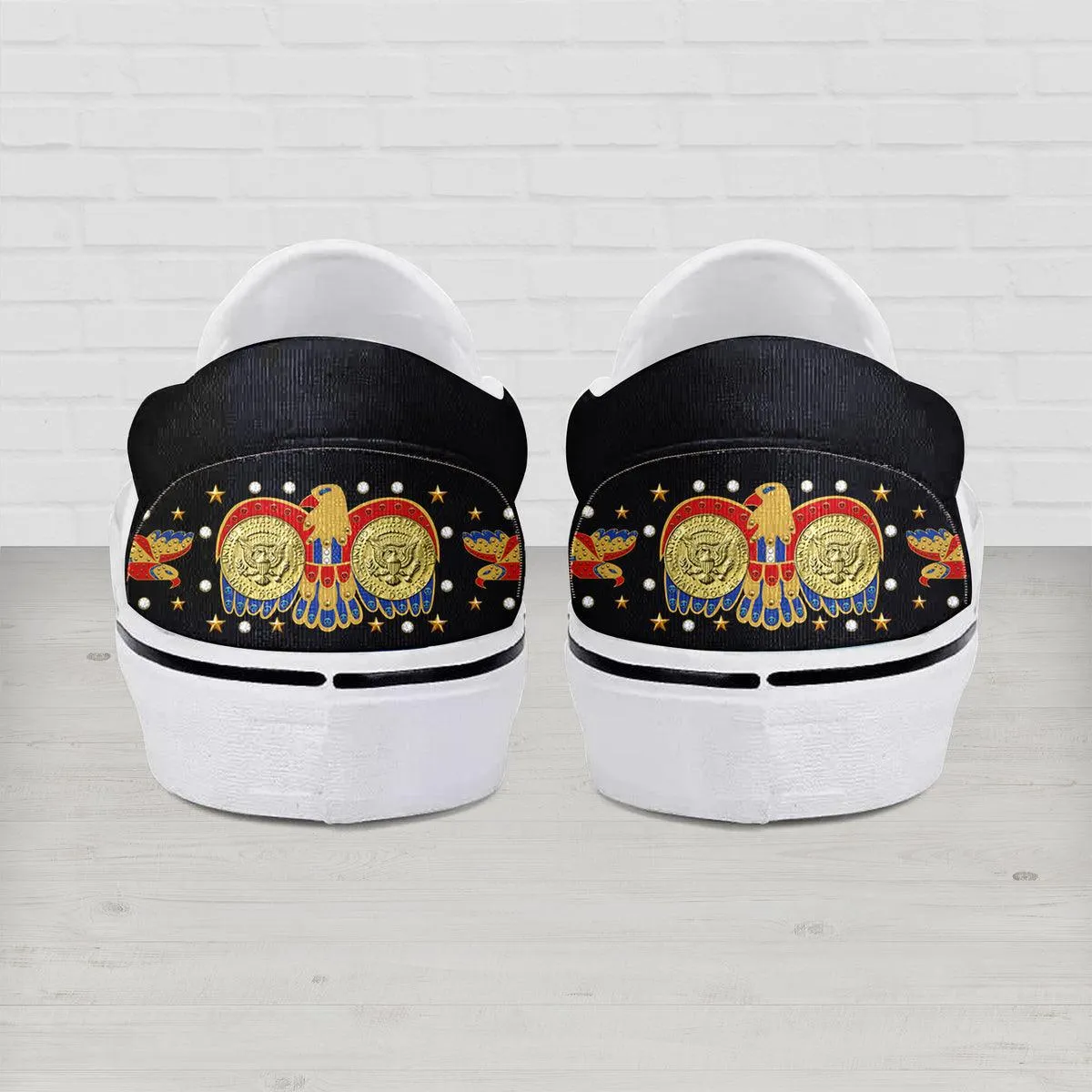 Gearhomie Elvis Eagle Black Slip On Shoes