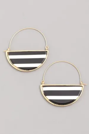 Glass Half Full Hoop Earrings In Black   White