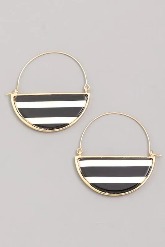 Glass Half Full Hoop Earrings In Black   White