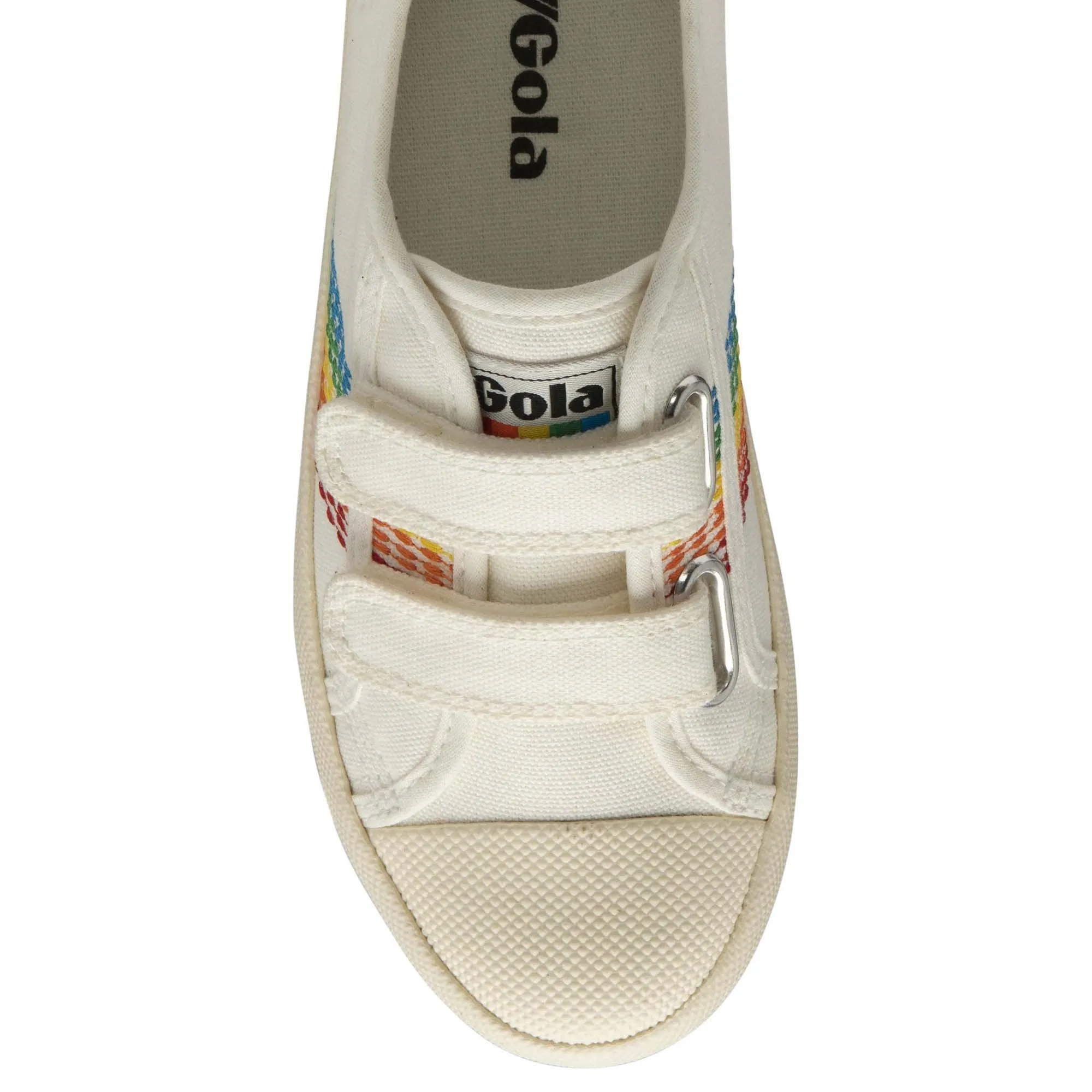 Gola Coaster Rainbow Stitch Girls Off White Multi Touch Fastening Trainers