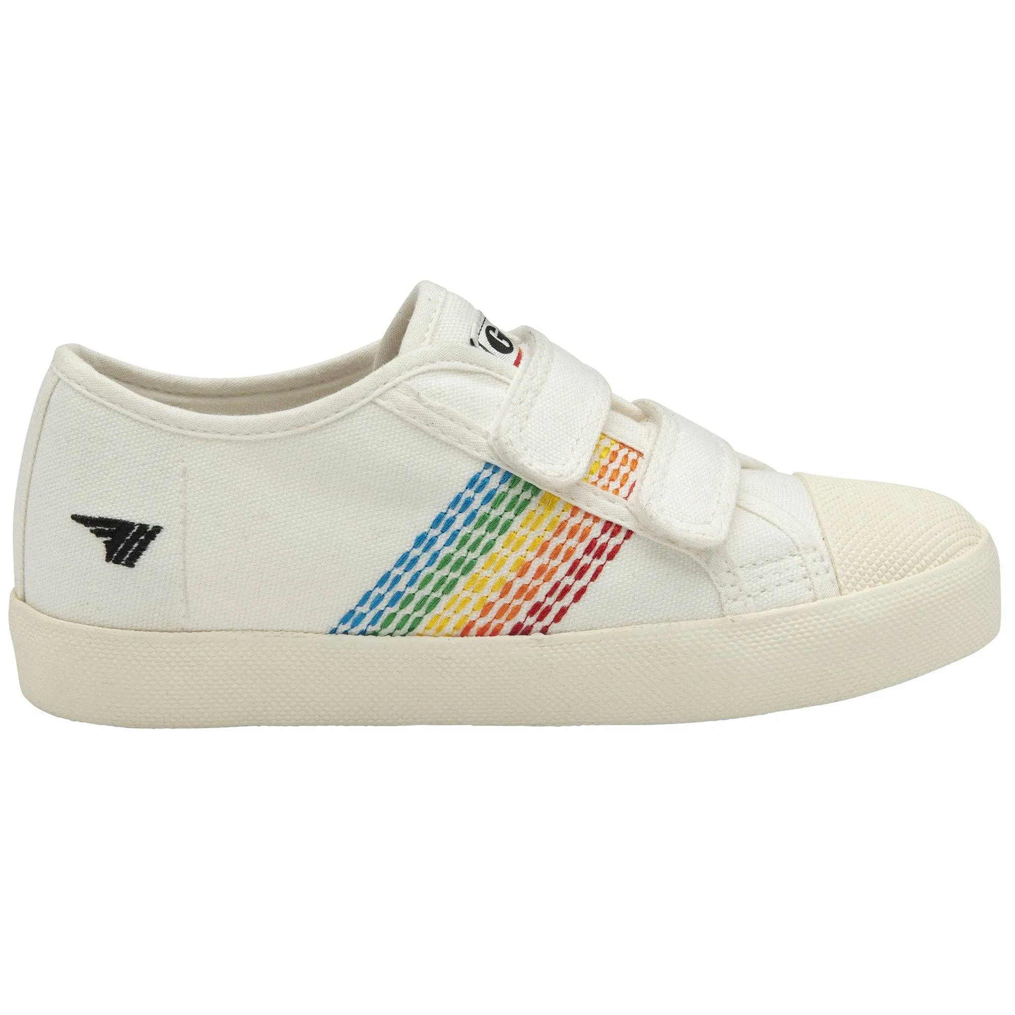 Gola Coaster Rainbow Stitch Girls Off White Multi Touch Fastening Trainers