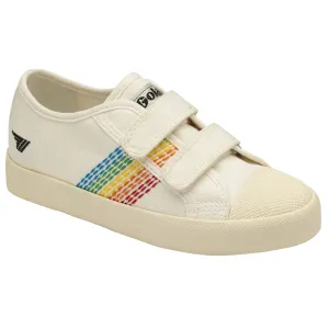 Gola Coaster Rainbow Stitch Girls Off White Multi Touch Fastening Trainers