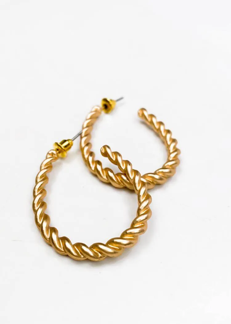 Gold Twisted Teardrop Hoop Earrings