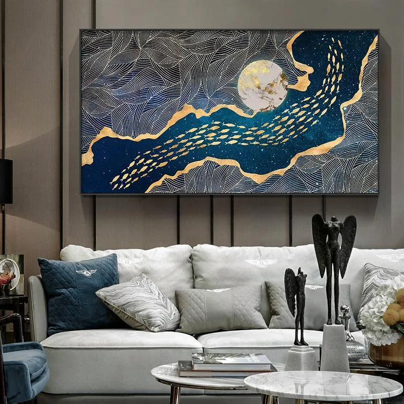 Golden Fish Canvas Wall Art Prints (70x122cm)