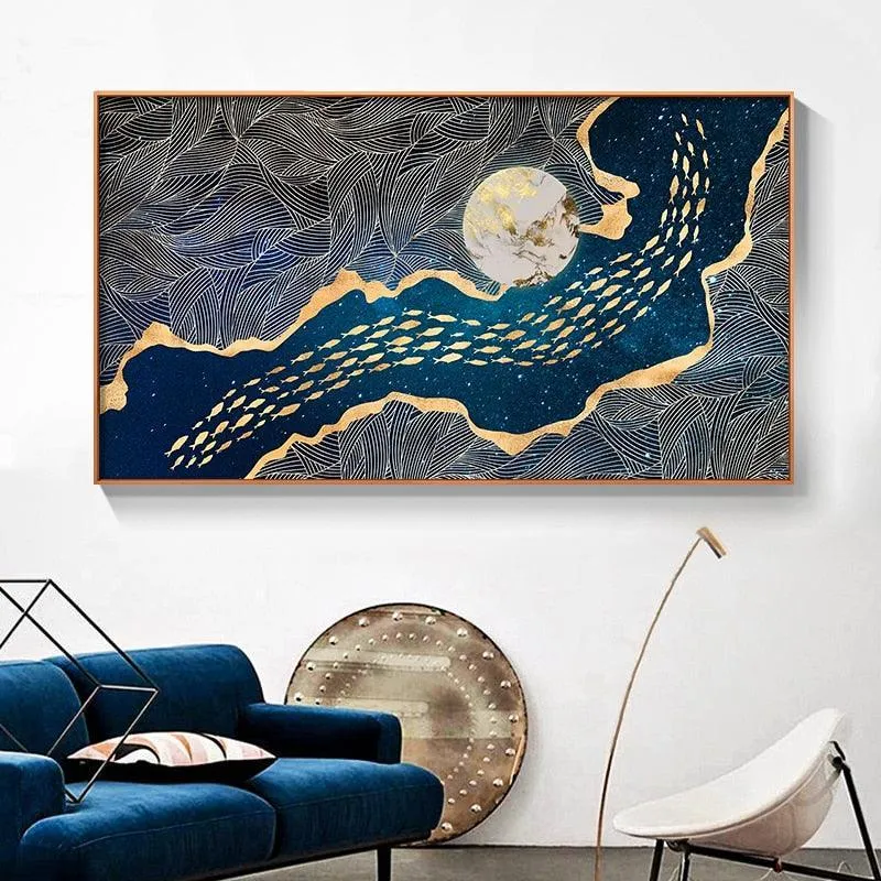 Golden Fish Canvas Wall Art Prints (70x122cm)