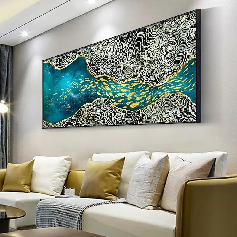 Golden Fish Canvas Wall Art Prints (70x122cm)