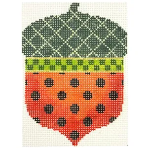 Halloween Polka Dots Acorn Needlepoint Canvas