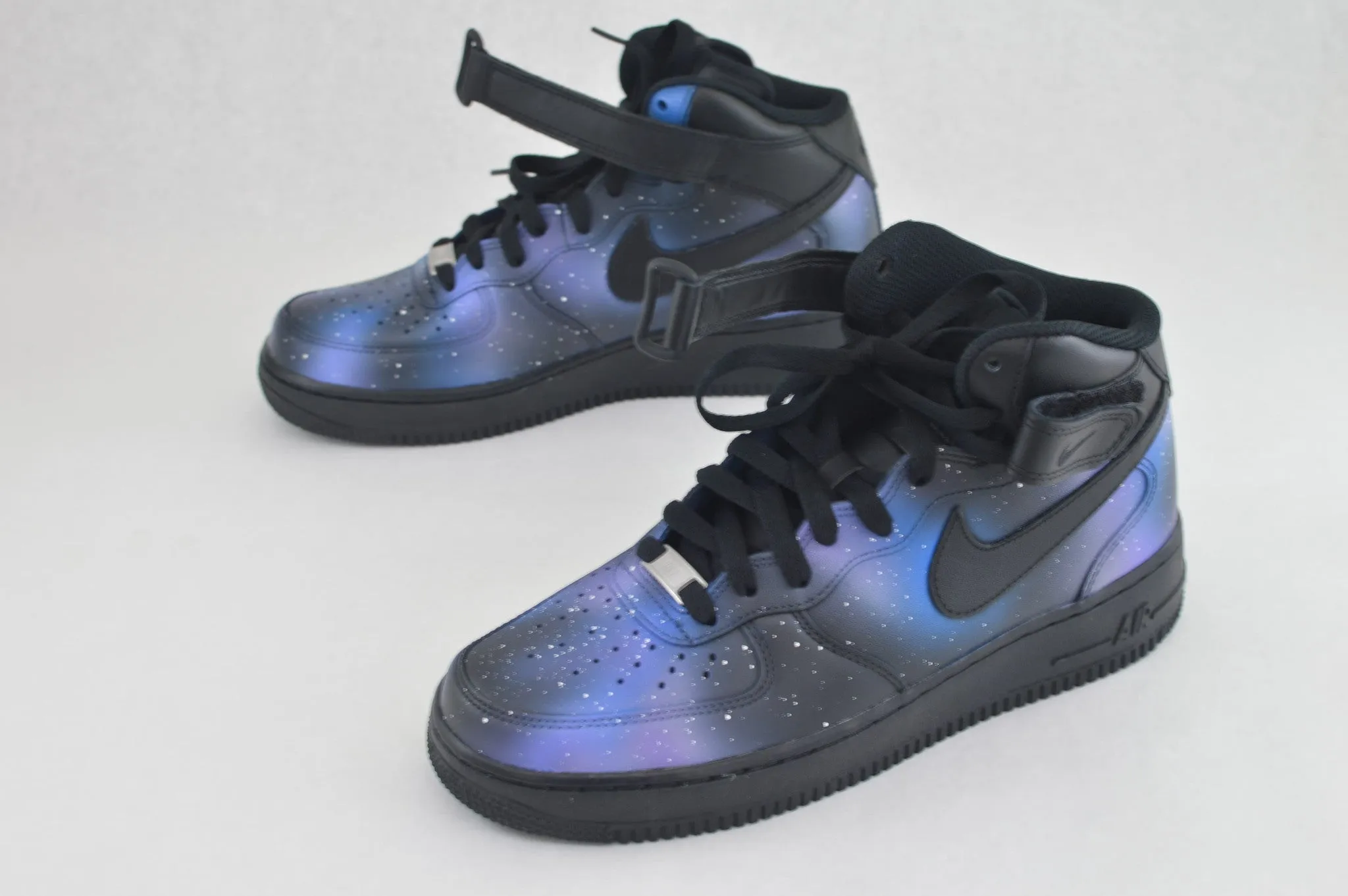 Hand Painted Nike AF1 Mid Galaxy Sneakers - Custom Galaxy Nike Air Force 1s