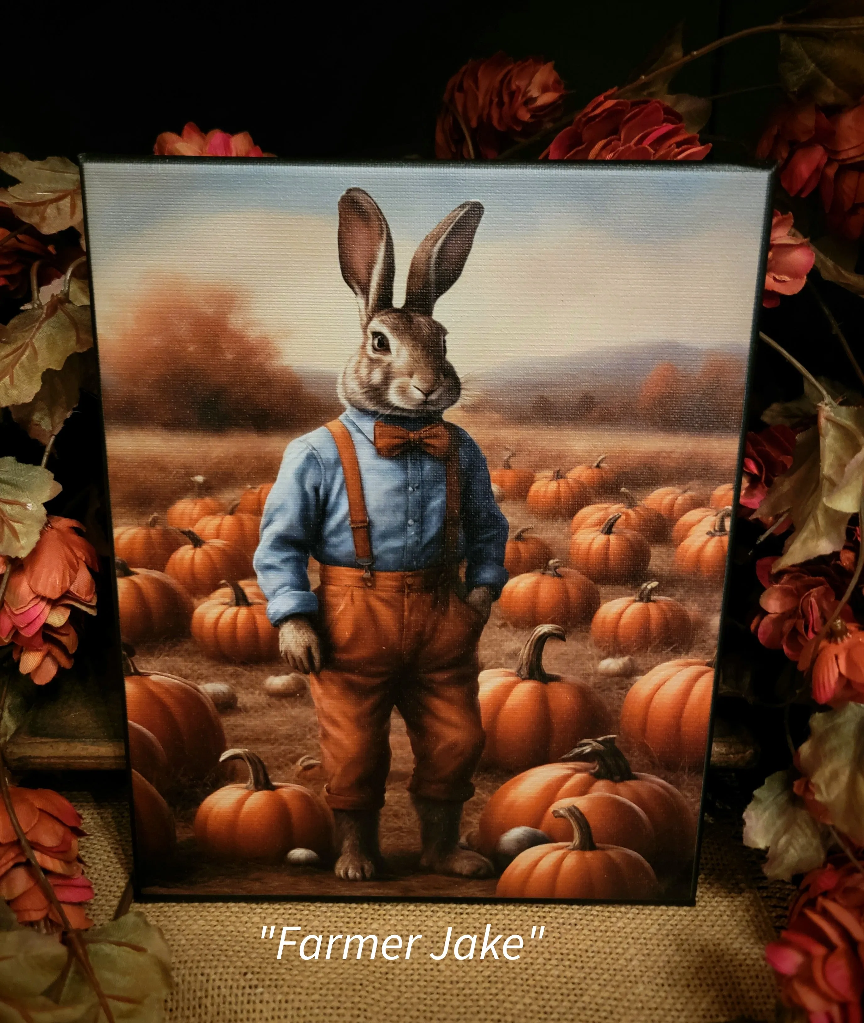 #HGC1053 Harvest Rabbit "FARMER JAKE" 8x10 Canvas Print