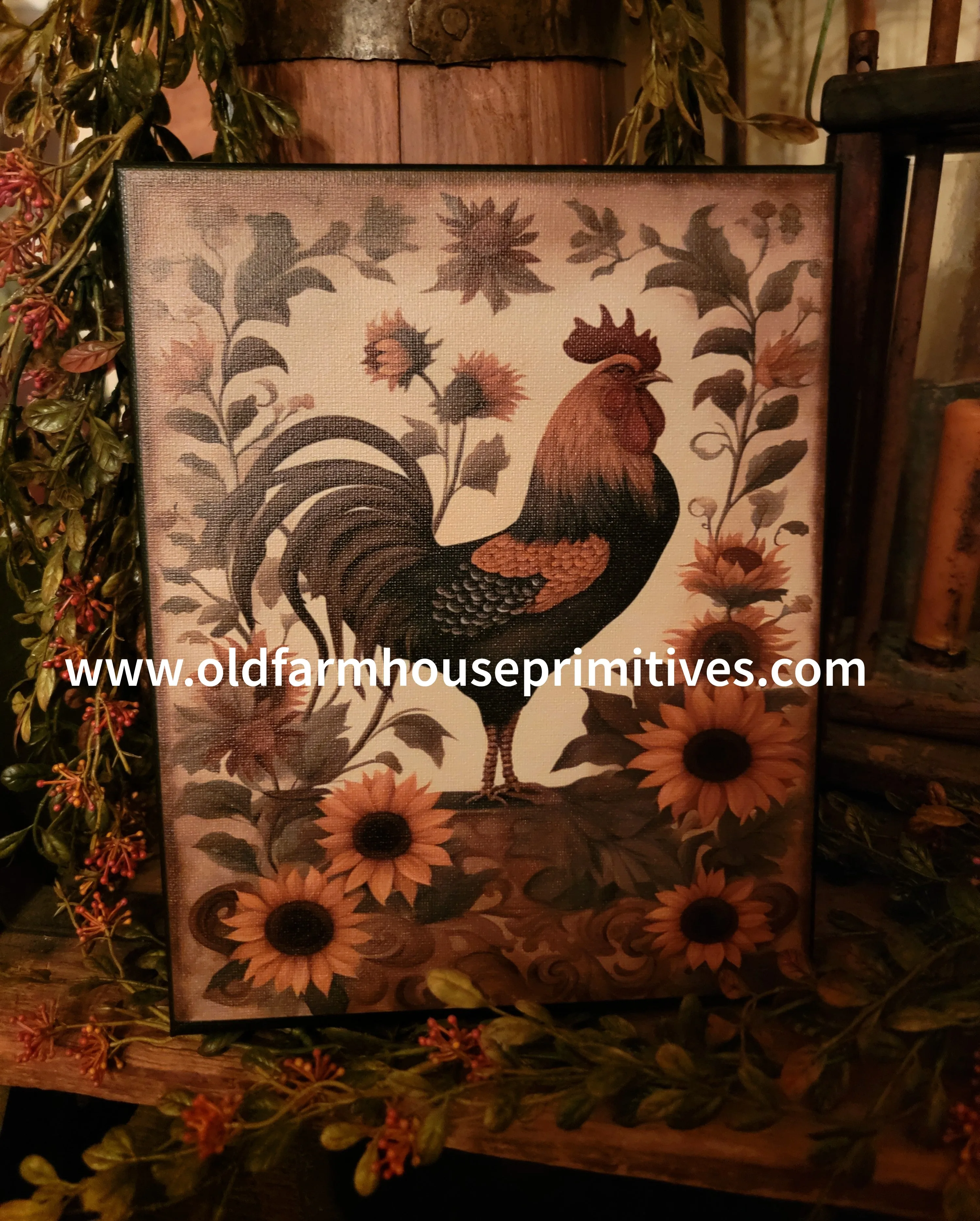 #HGC1080 Folk Art Rooster 🐓 8x10 Canvas Print