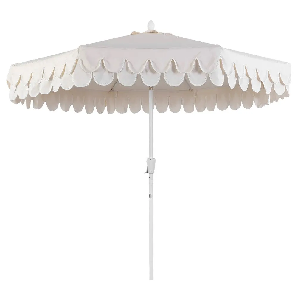 Hooli 9 ft. Classic MidCentury Scalloped Fringe Market Patio Umbrella