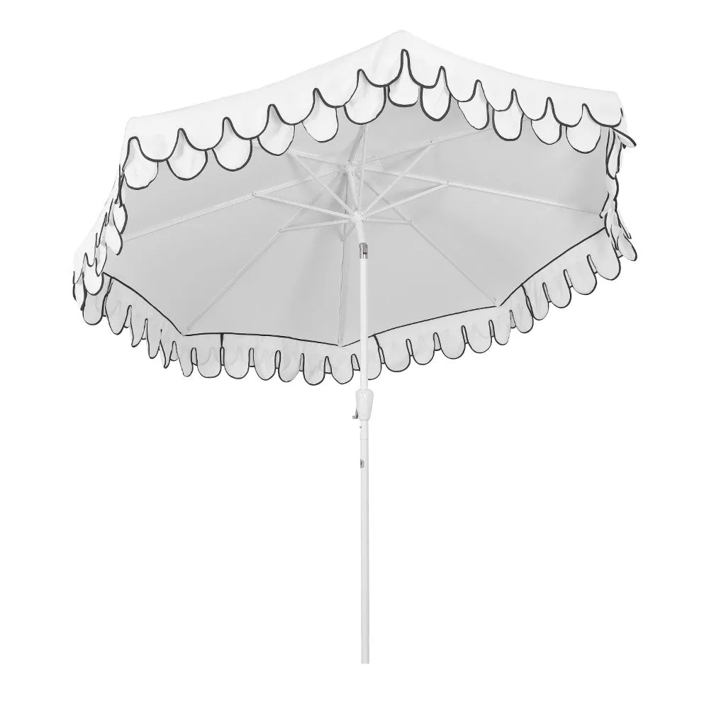 Hooli 9 ft. Classic MidCentury Scalloped Fringe Market Patio Umbrella