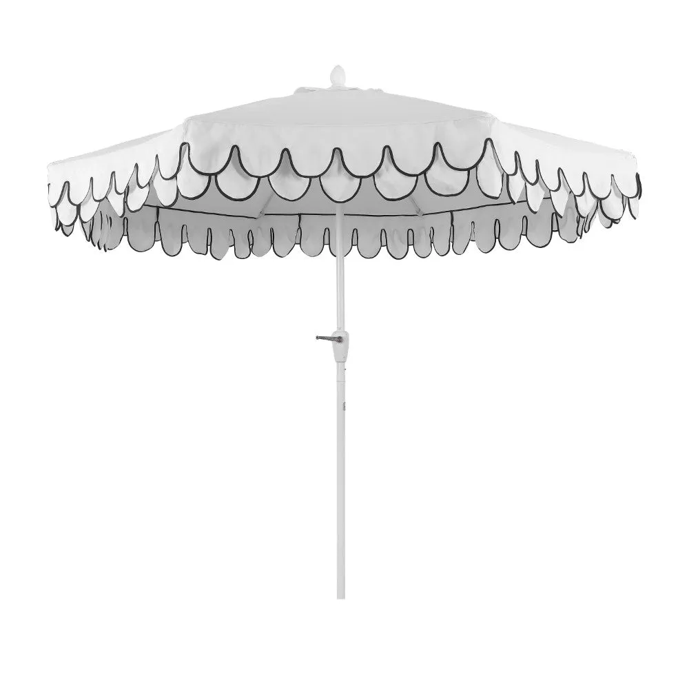 Hooli 9 ft. Classic MidCentury Scalloped Fringe Market Patio Umbrella