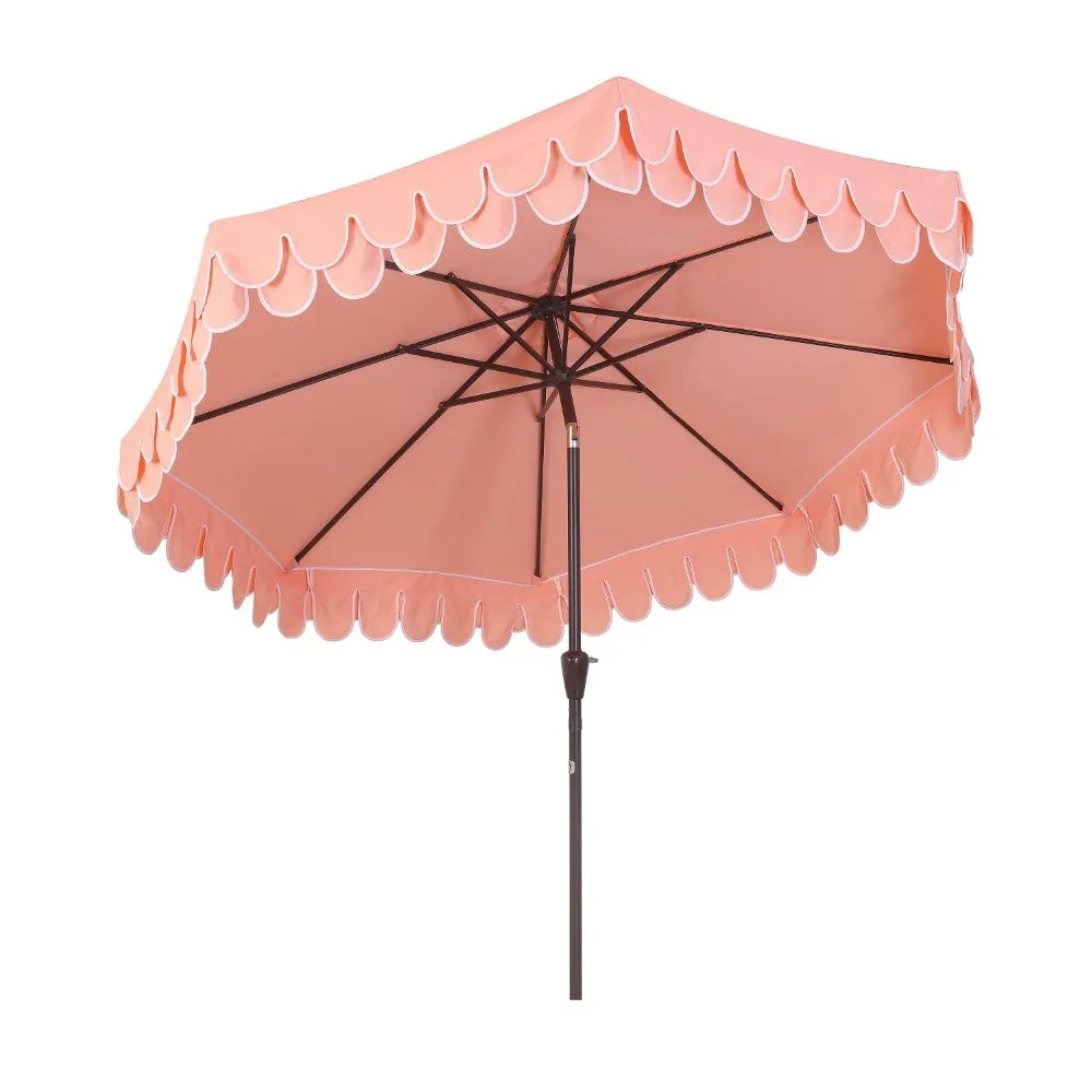 Hooli 9 ft. Classic MidCentury Scalloped Fringe Market Patio Umbrella