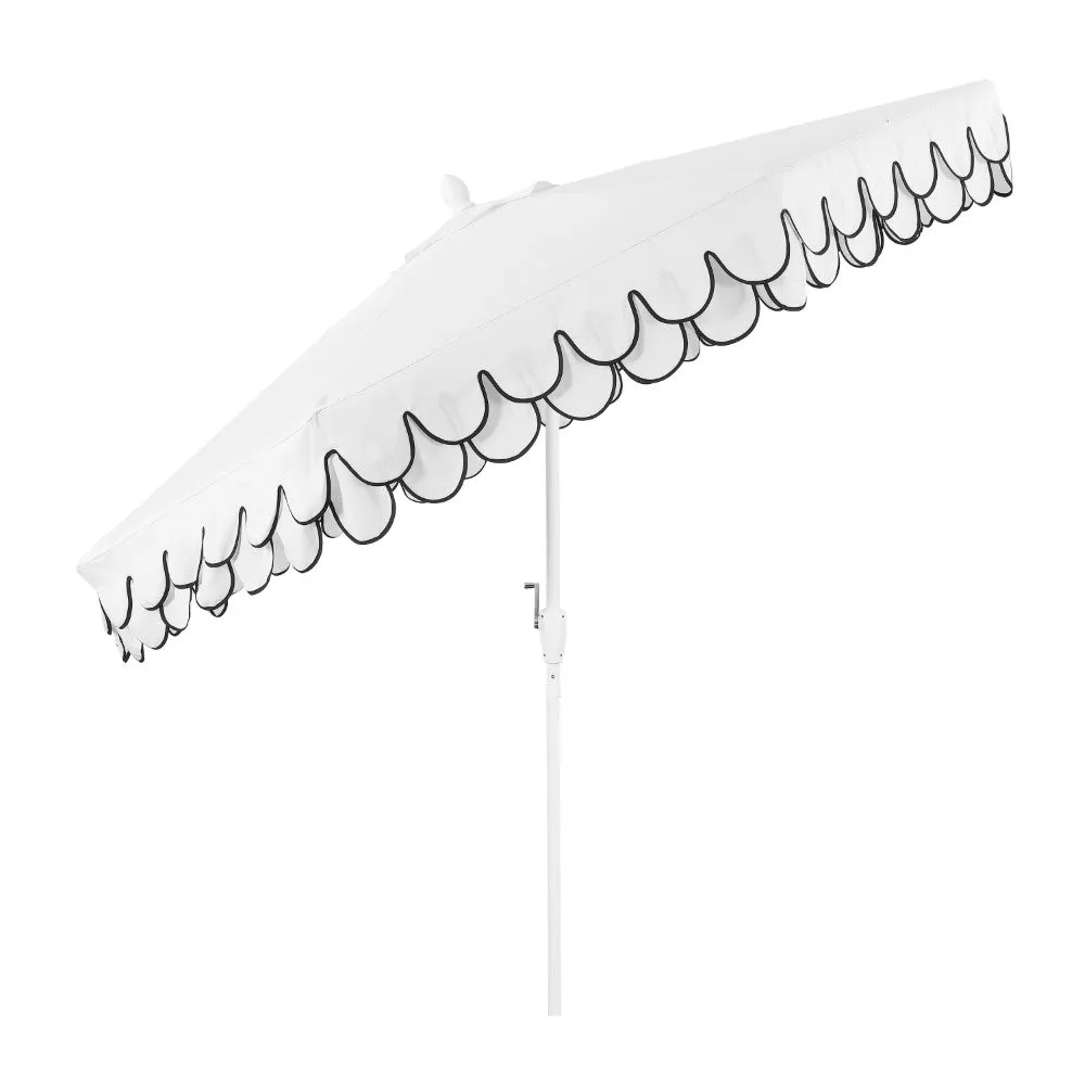 Hooli 9 ft. Classic MidCentury Scalloped Fringe Market Patio Umbrella