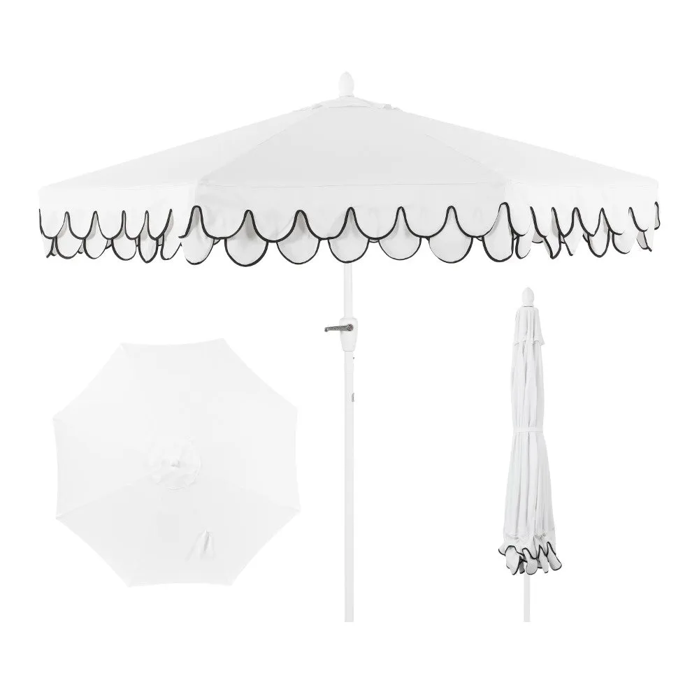 Hooli 9 ft. Classic MidCentury Scalloped Fringe Market Patio Umbrella