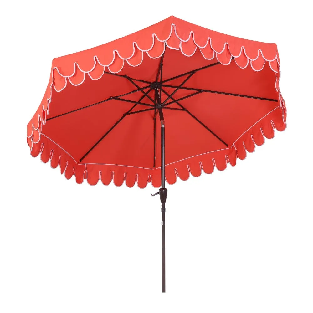 Hooli 9 ft. Classic MidCentury Scalloped Fringe Market Patio Umbrella