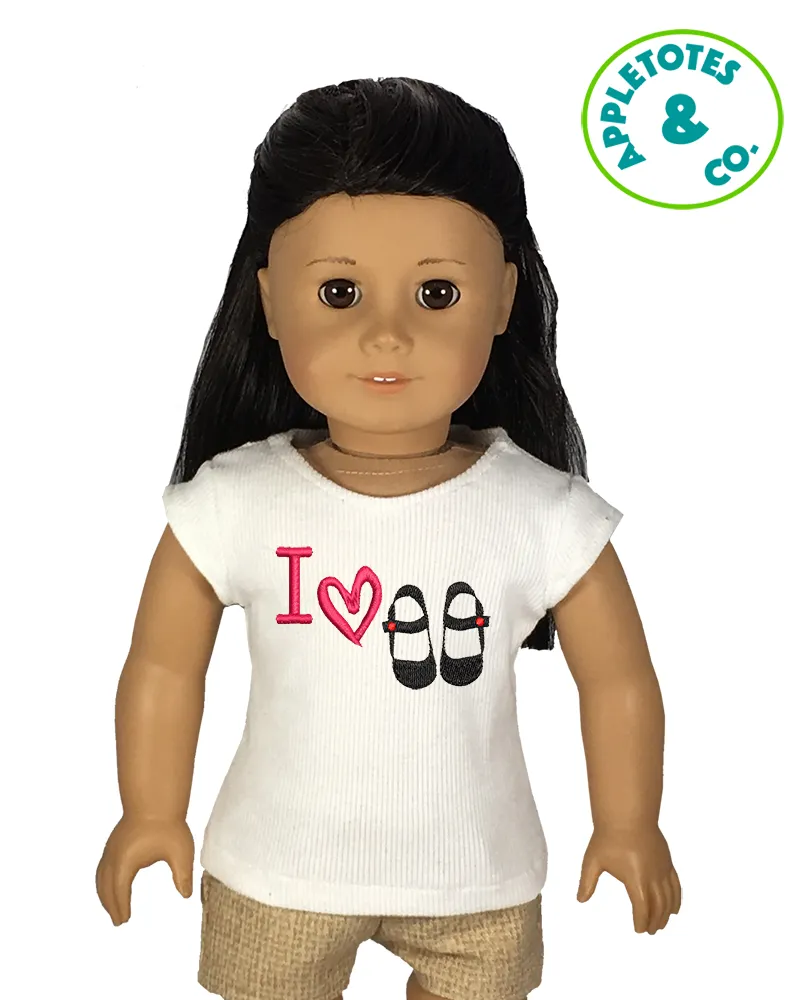 I Love Shoes Machine Embroidery File for 18" Dolls