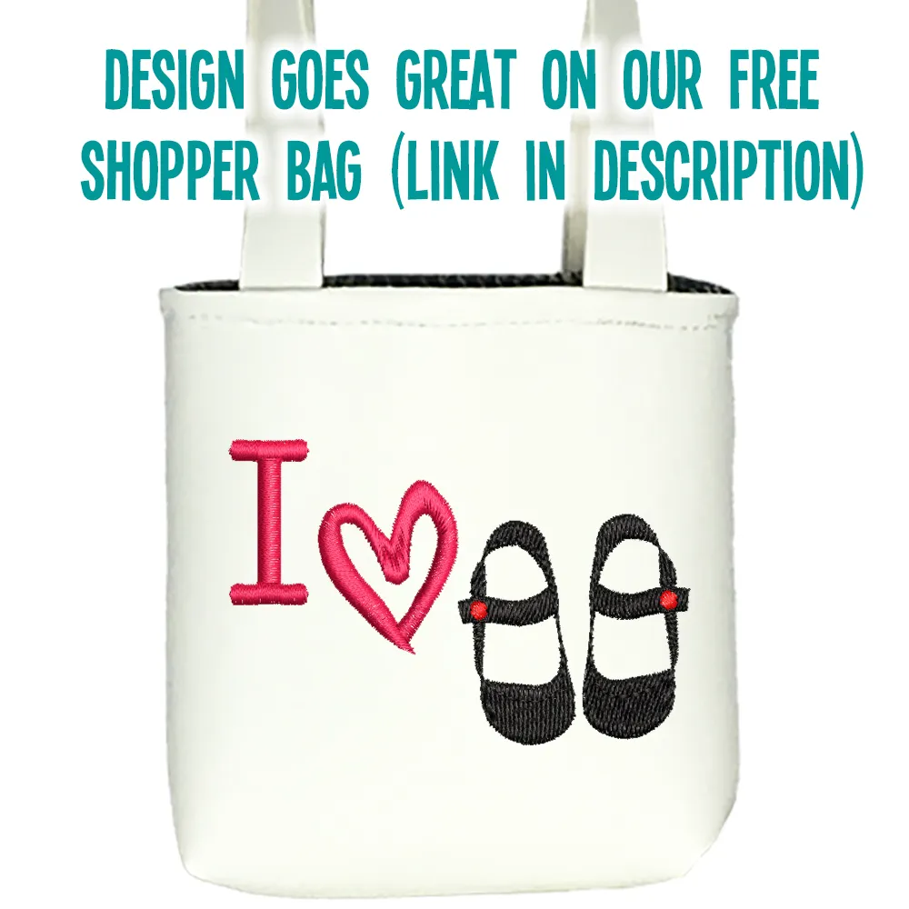 I Love Shoes Machine Embroidery File for 18" Dolls